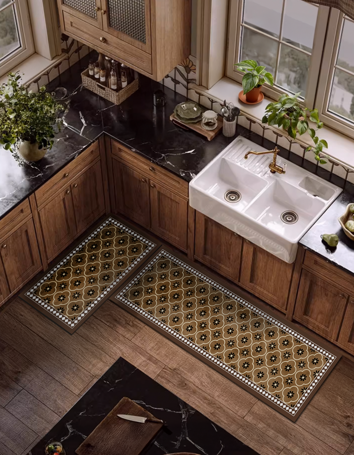 Classic Quatrefoil Kitchen Mat