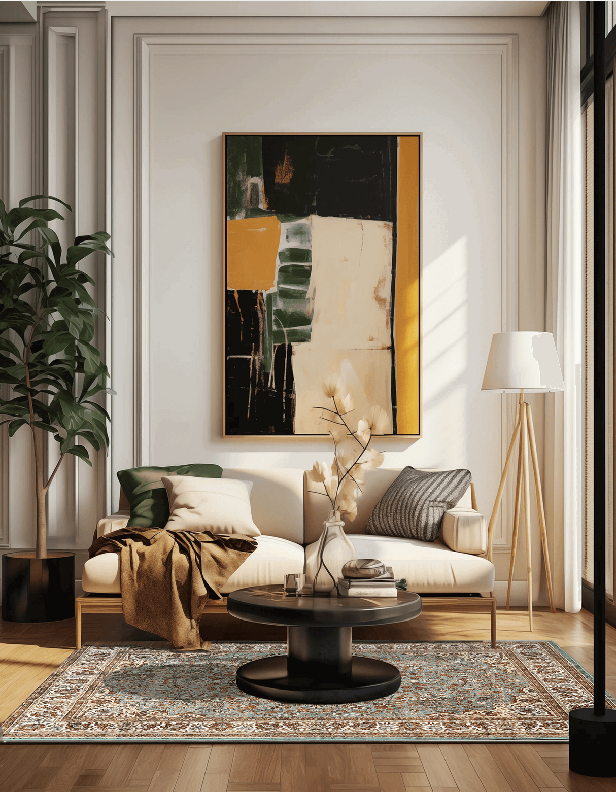 Ultra Thin Faux Wool Non-Slip Washable Low-Pile Carpet in blue green