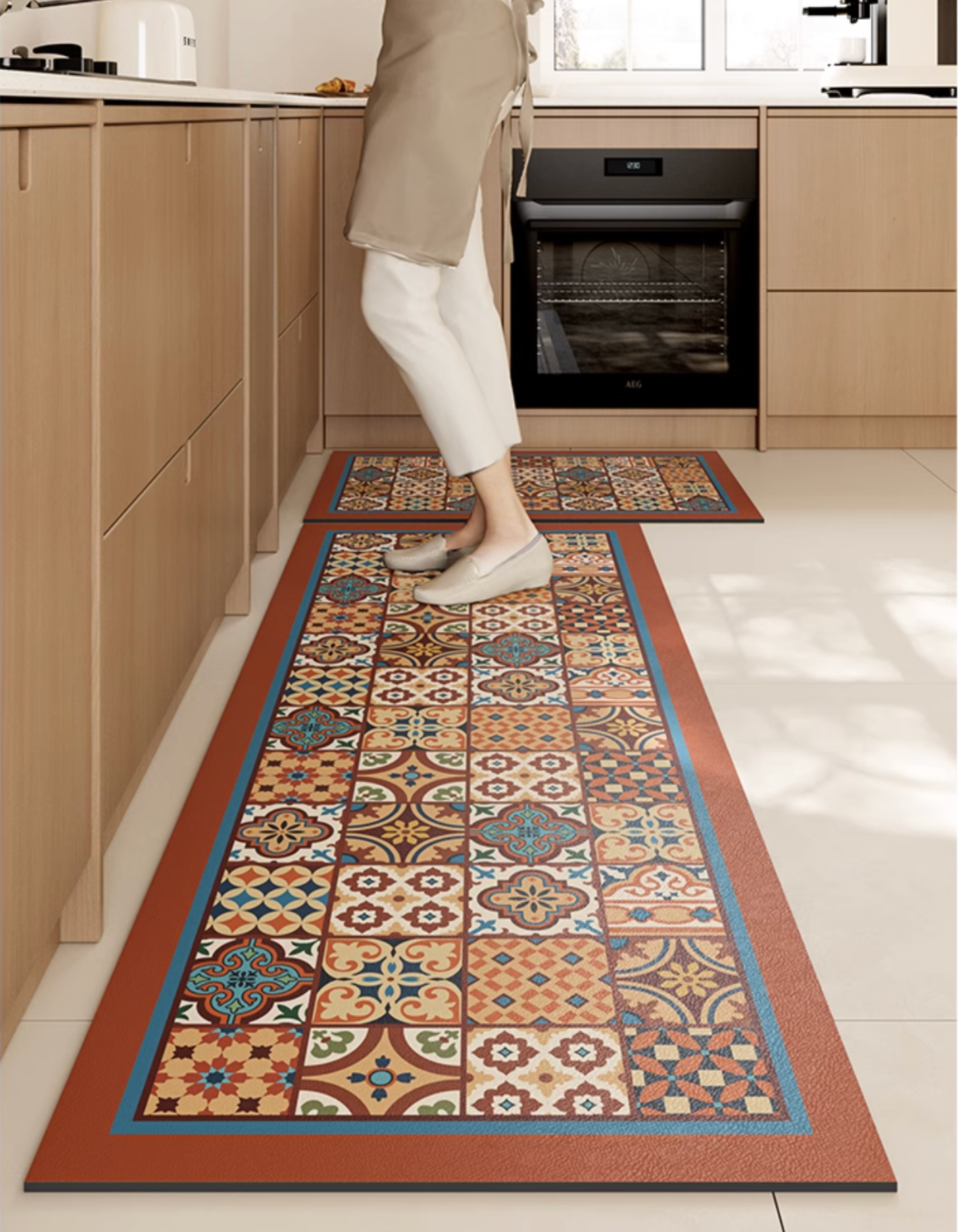 Anti-Fatigue Kitchen Mat Mexican Tile, Waterproof & Stylish