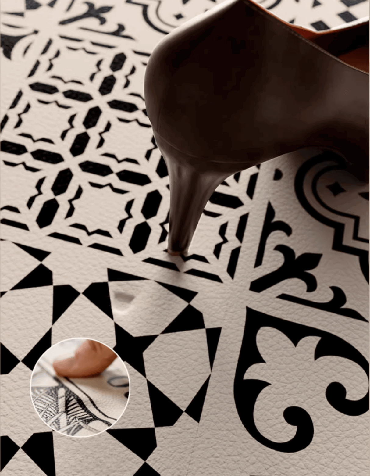 The Classic Patchwork Kitchen Mat features a geometric mosaic tile pattern that complements your home decor. It also prevents accidental slips and spills in the kitchen.