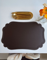 LaBelle Place Mat with curved edges, crafted from elegant faux leather, water- and heat-resistant, adding sophistication to any table setting