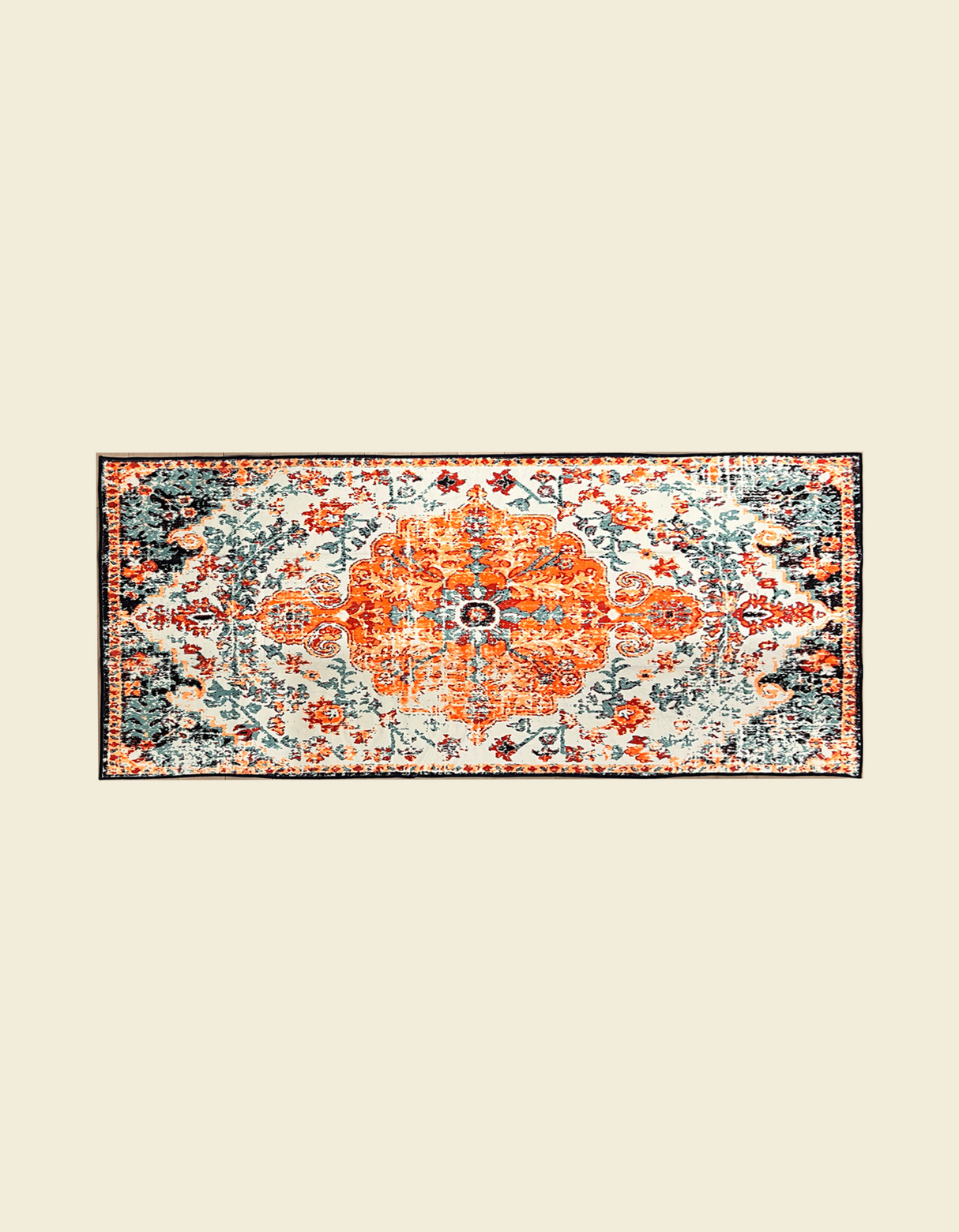 Tapis de cuisine orange lavable en machine Boho