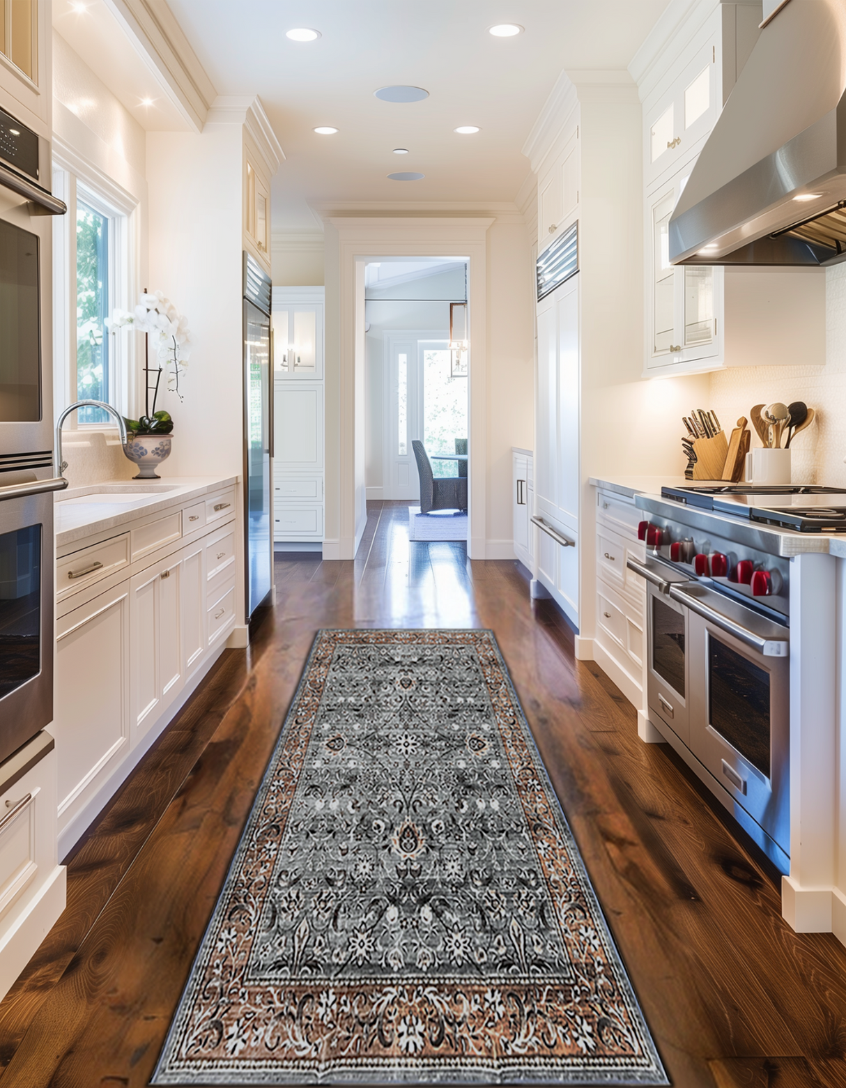 Boho Faux Wool Kitchen Runner in Royal Blue