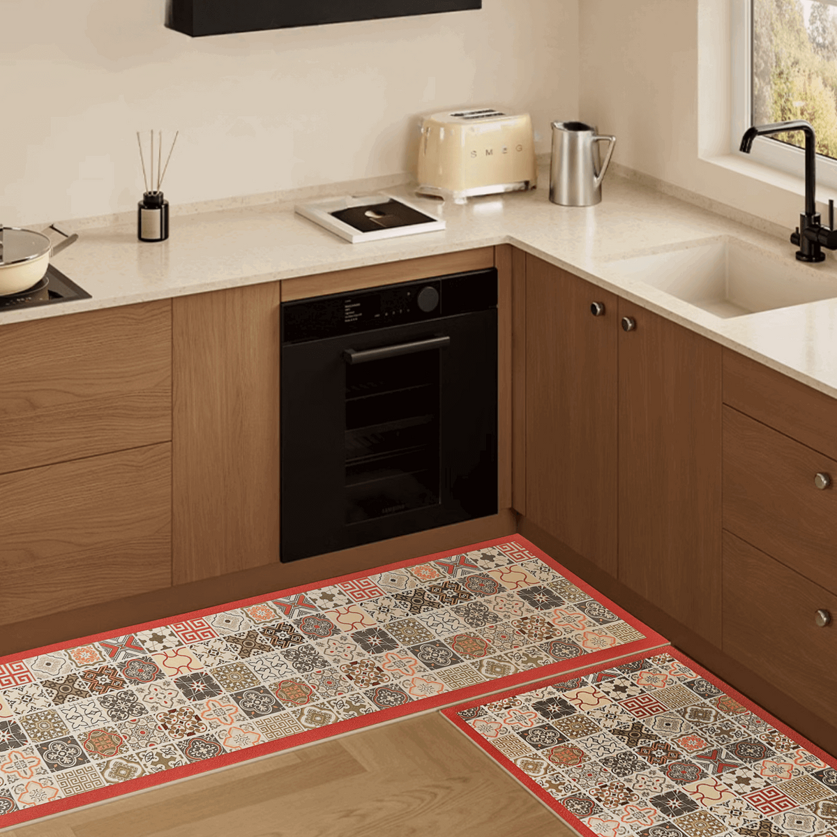 Mexican Tile Kitchen Mat | Mosaic Pattern Cushioned Kitchen Rug 18*30 ...