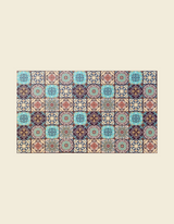 Moroccan Tile Door Mat transforms your entrance with its geometric floral details. Make a statement with this stunning entryway welcome mat. 