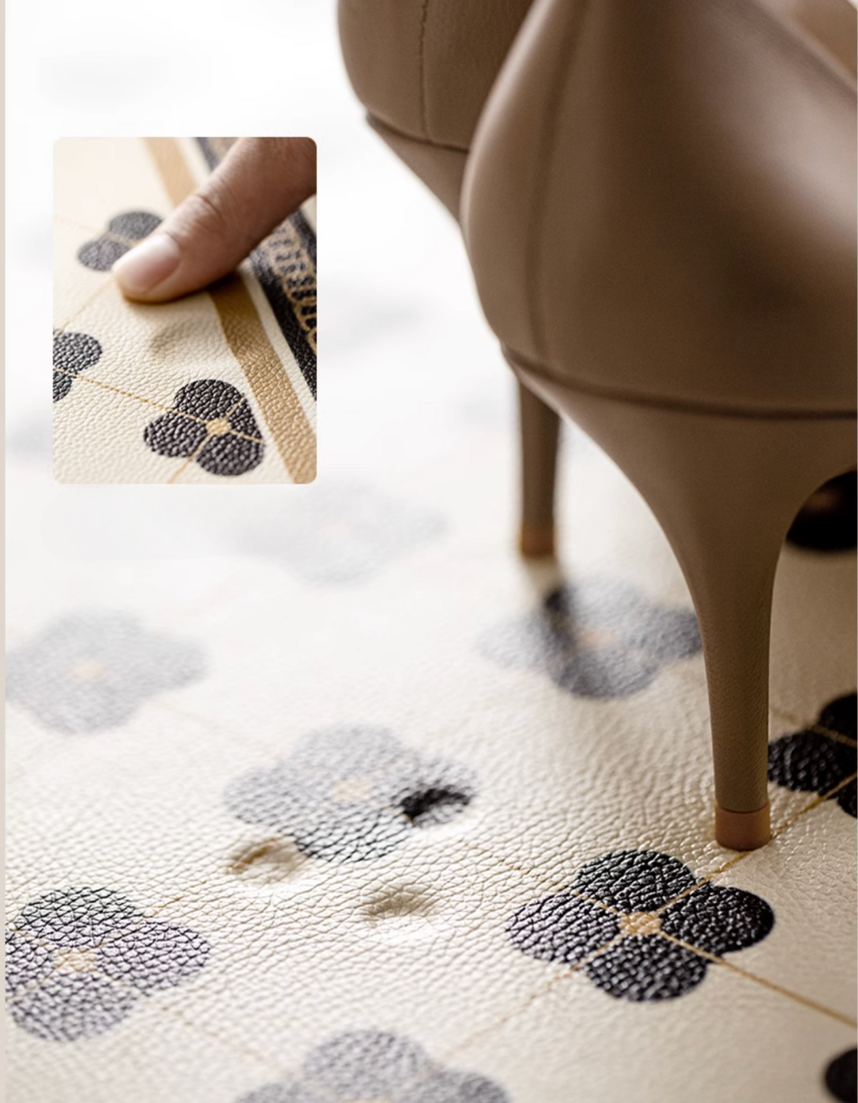 The Parisienne Kitchen Mat adds elegant French-inspired style to your kitchen. It's anti-slip, cushioned, and easy to maintain, perfect for your busy kitchen space! 