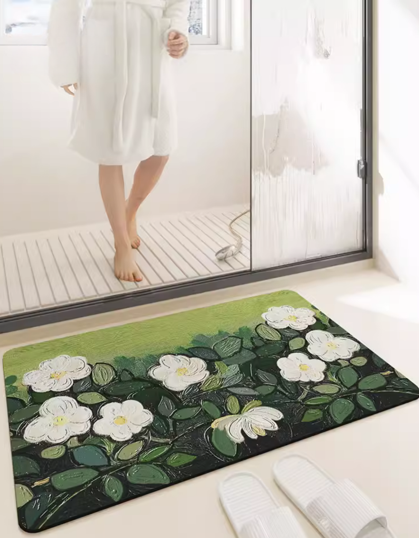 Rose Oval Bathroom Rug Bathmat, Water Absorbent And Non-slip