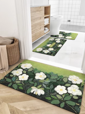 Van Gogh Style Wild Roses Bath Mat